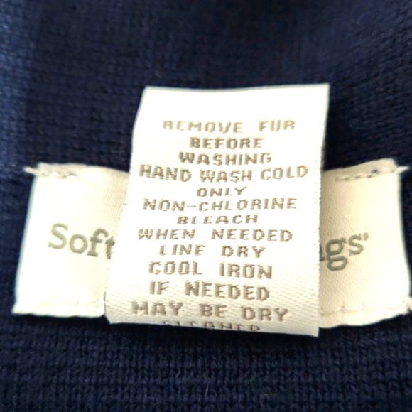 Soft Surroundings Navy Blue Cardigan Faux Fur Trimmed Cuffs Size XL EUC! - Picture 9 of 10